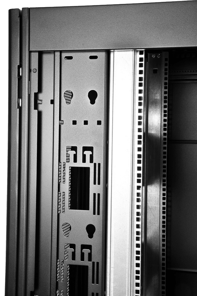 Шкаф серверный ПРОФ напольный 48U (800x1000) дверь перфор., задние двойные перфор., черный, в сборе