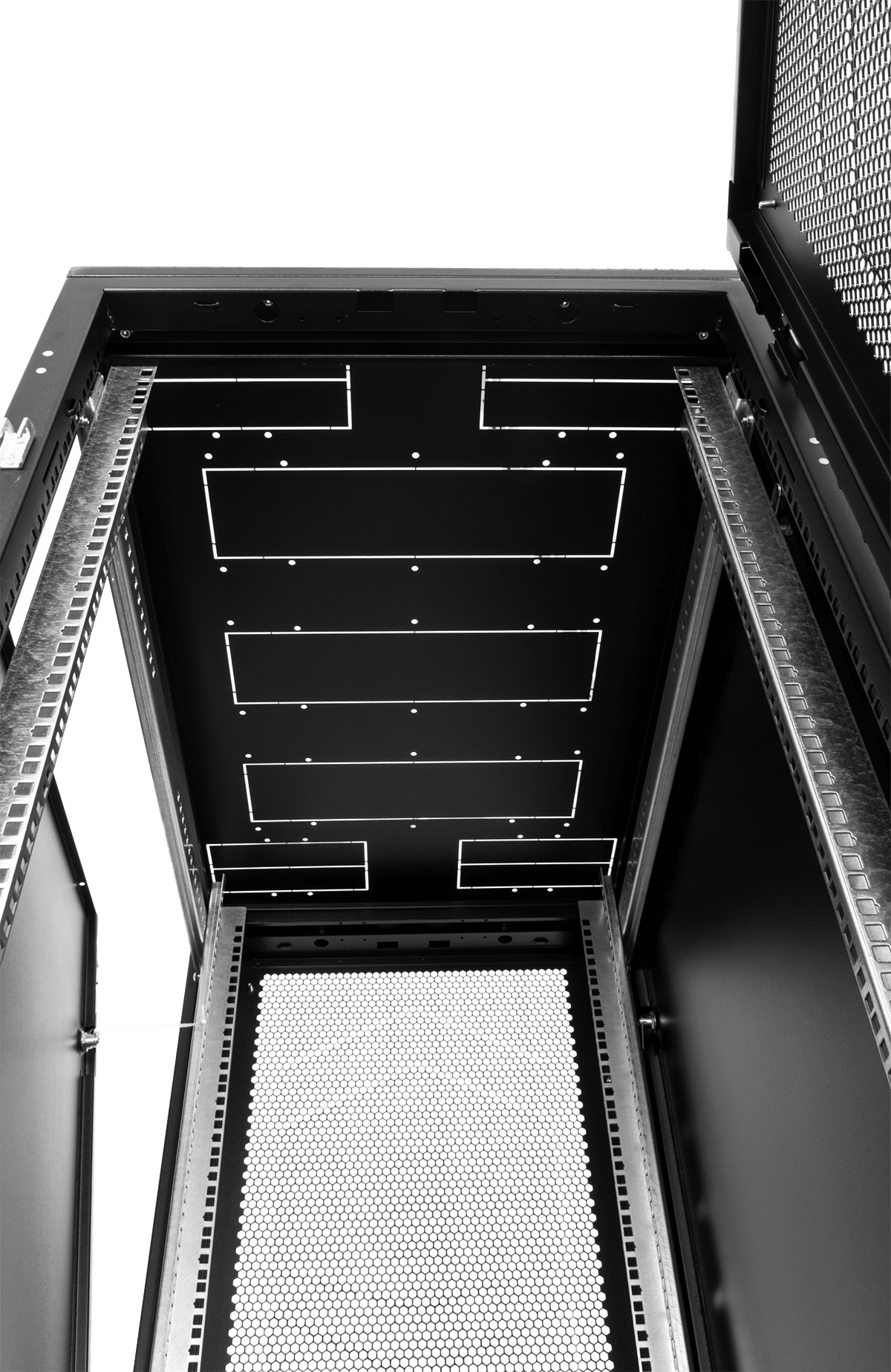 Шкаф телекоммуникационный напольный 42U (600 × 600) дверь стекло, цвет черный