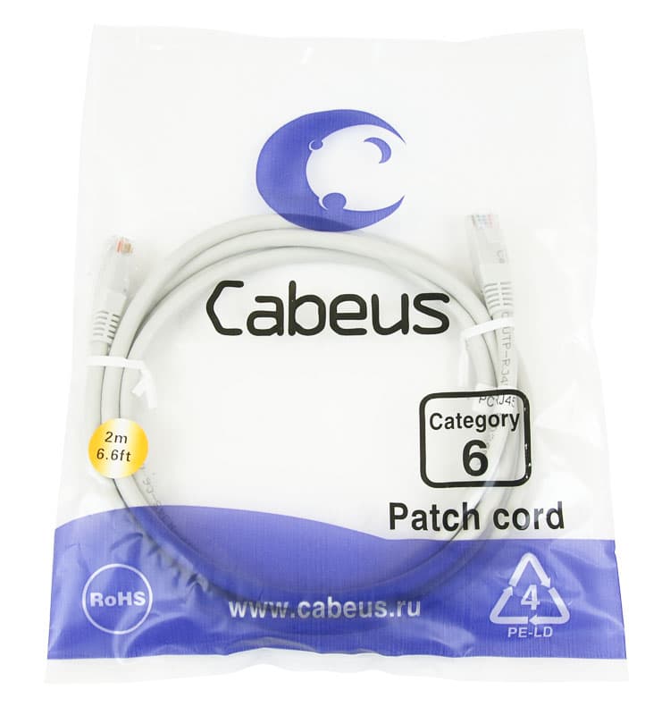 Cabeus PC-UTP-RJ45-Cat.6-2m