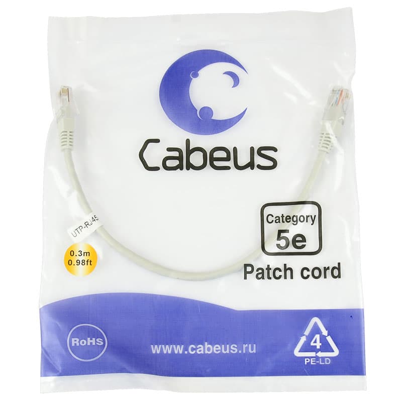 Cabeus PC-UTP-RJ45-Cat.5e-0.3m