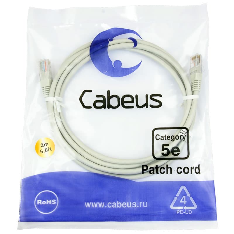 Cabeus PC-UTP-RJ45-Cat.5e-2m