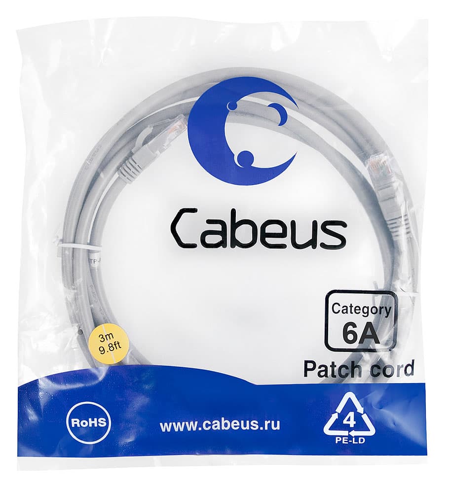 Cabeus PC-UTP-RJ45-Cat.6a-3m-LSZH