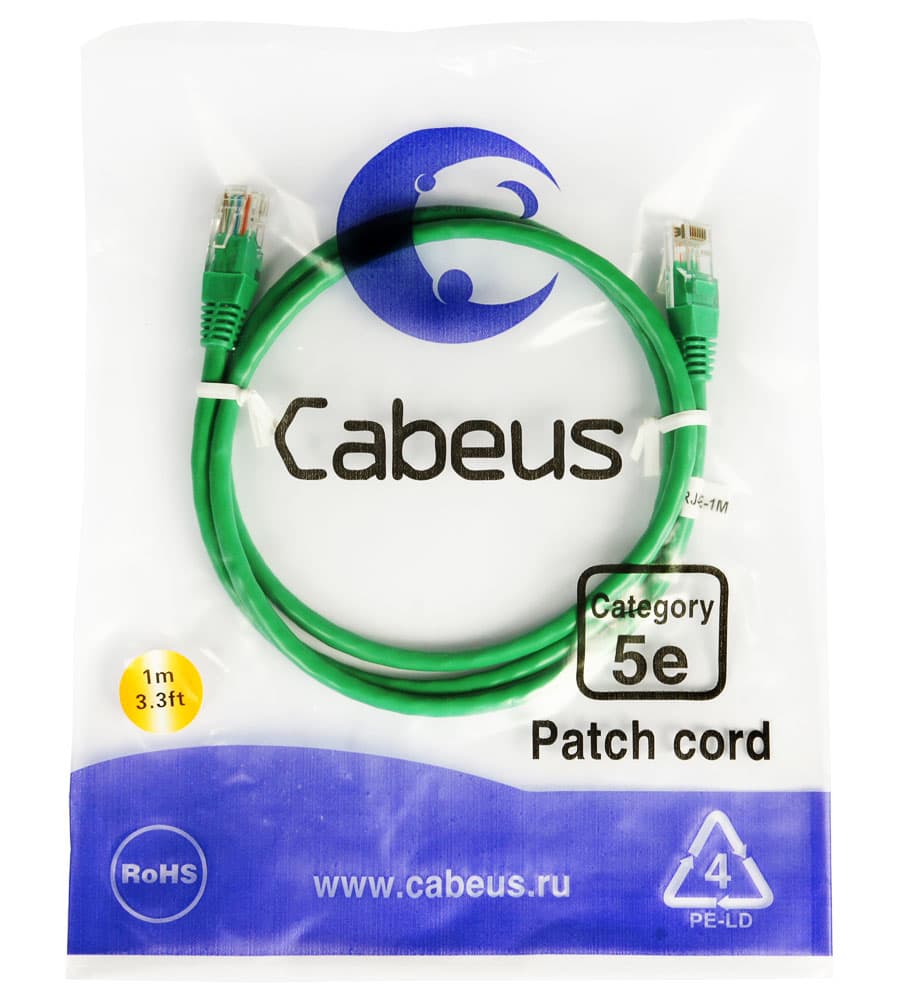 Cabeus PC-UTP-RJ45-Cat.5e-1m-GN