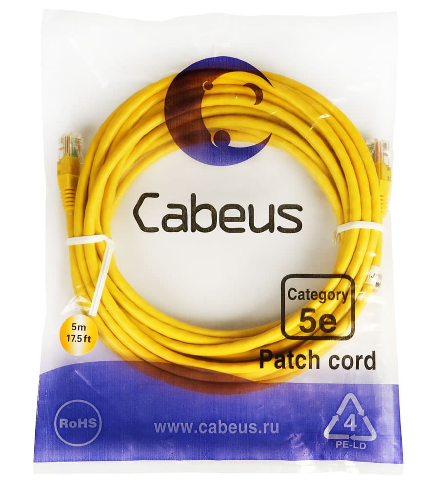 Cabeus PC-UTP-rj45-Cat.5e-5m. Cabeus PC-UTP-rj45-Cat.6-1m-yl. Cabeus 8963c Patch Cord.