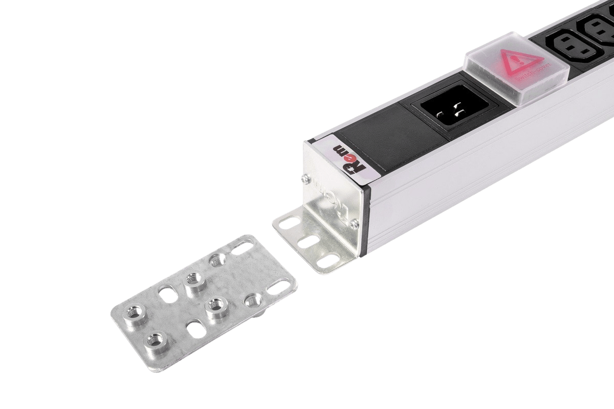 Вертикальный блок розеток Rem-16 с выкл., 16 IEC 60320 C13, 12 C19, вход C20 16A, алюм., 42-48U