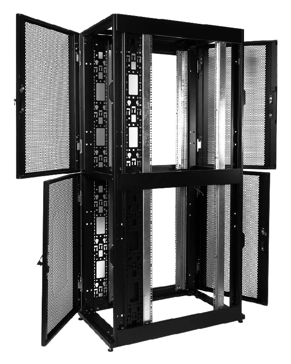Шкаф серверный ПРОФ напольный колокейшн 40U (600 × 1200) 2 секции, дверь перф. 2 шт., чёрный,в сборе