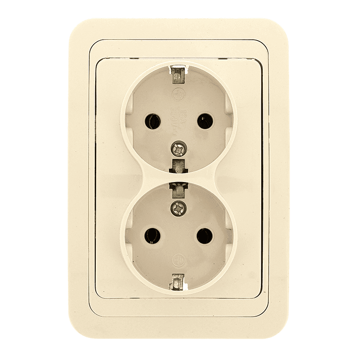 Лондон Розетка 2-местная с заземлением 16А бежевая EKF