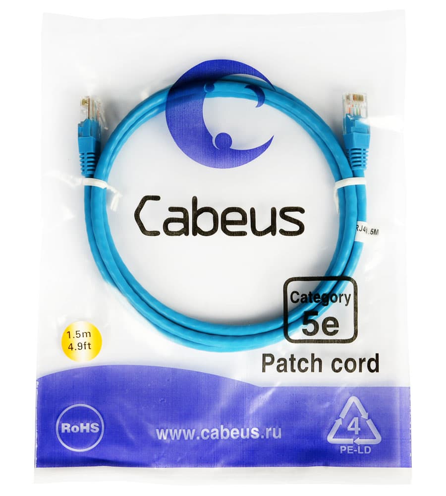 Cabeus PC-UTP-RJ45-Cat.5e-1.5m-BL