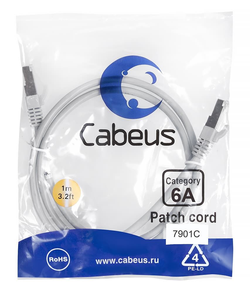 Cabeus PC-SSTP-RJ45-Cat.6a-1m-LSZH
