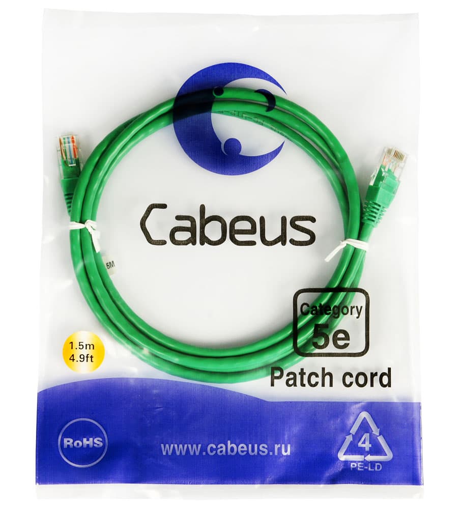 Cabeus PC-UTP-RJ45-Cat.5e-1.5m-GN