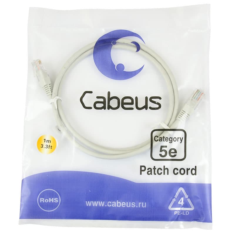 Cabeus PC-UTP-RJ45-Cat.5e-1m