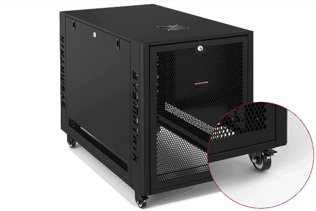 SYSMATRIX MR 6012.933 Шкаф серверный телекоммуникационный 19" напольный 12U 600x1000x655mm (ШхГхВ) передняя дверь перфорированная, задняя дверь перфорированная, ручка с замком, цвет черный (RAL 9004)