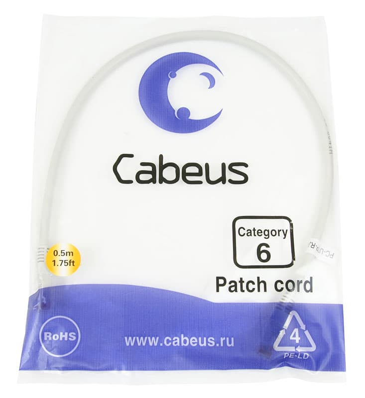 Cabeus PC-UTP-RJ45-Cat.6-0.5m