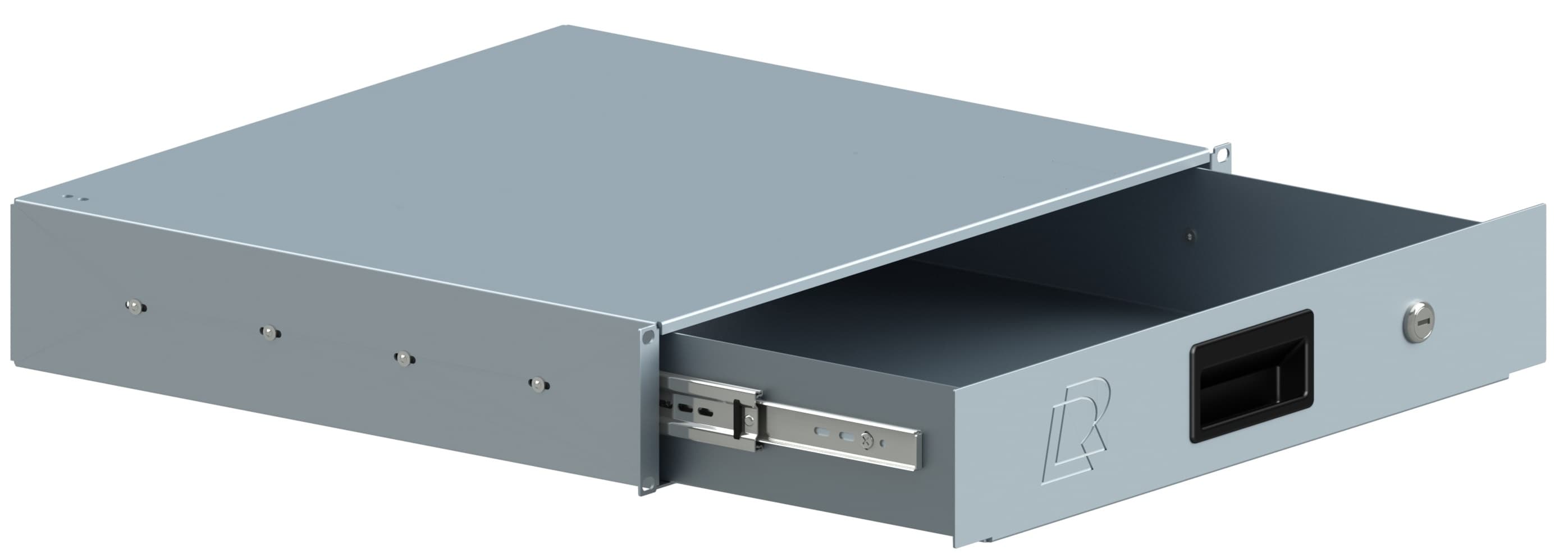Ящик для документов 2U, глубина 415мм, цвет серый, RUSRACK
