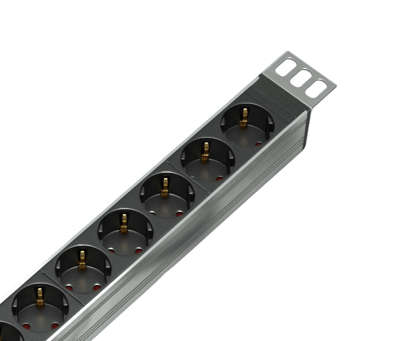 Вертикальный блок розеток Rem-16 с выкл., 10  Schuko, 10 C13, вход IEC 60320 C20 16A, алюм., 33-48U