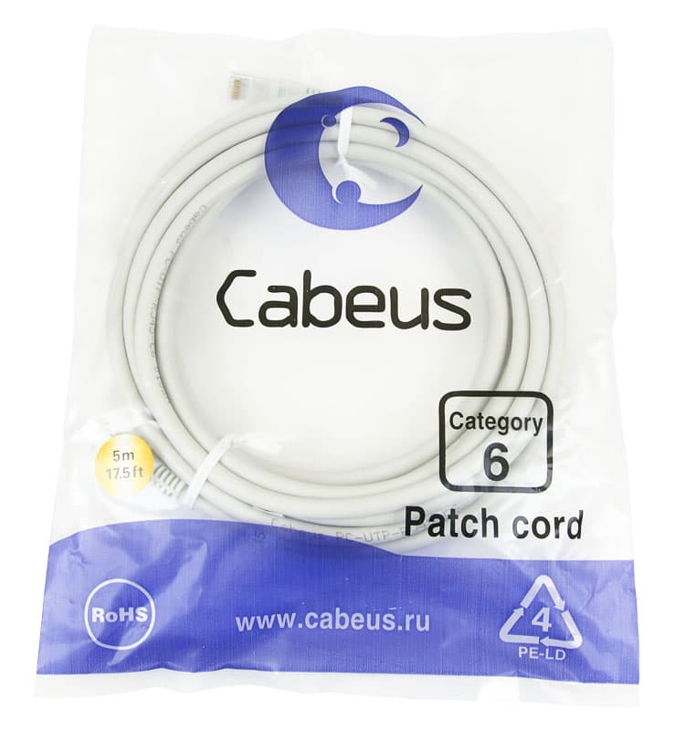Cabeus PC-UTP-RJ45-Cat.6-5m