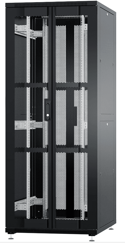 RUSRACK RSRO-42.8.8-GM.9005М Шкаф напольный 42U 800x1000х1987мм (ШхГхВ) телекоммуникационный 19", передняя дверь перфорированная - задняя дверь распашная 2-х створчатая перфорированная, цвет черный (RAL9005М)