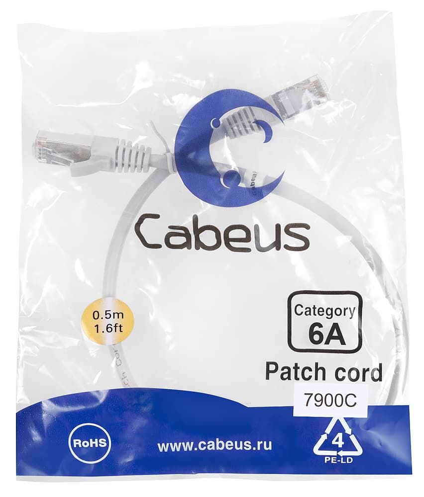 Cabeus PC-SSTP-RJ45-Cat.6a-0.5m-LSZH