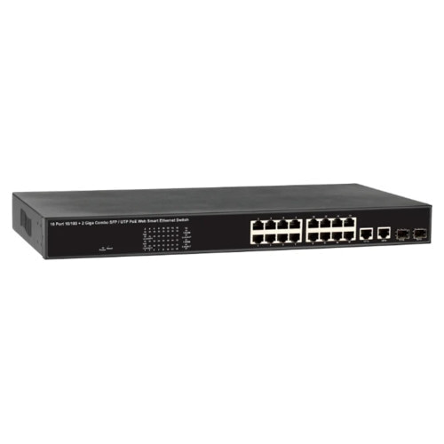 Коммутатор OSNOVO SW-61622/B SW-61622/B(270W) (100 Base-TX (100 мбит/с), 2 SFP порта)