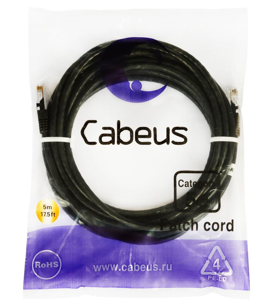 Cabeus PC-UTP-RJ45-Cat.5e-5m-BK