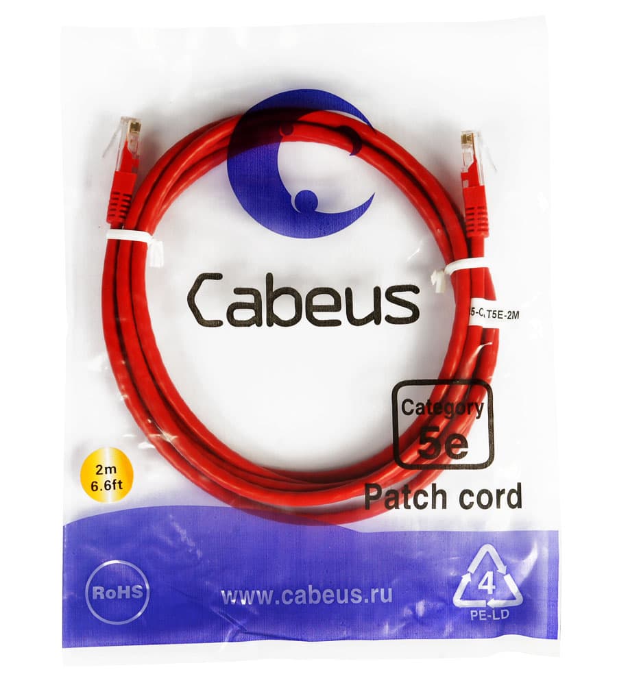 Cabeus PC-UTP-RJ45-Cat.5e-2m-RD