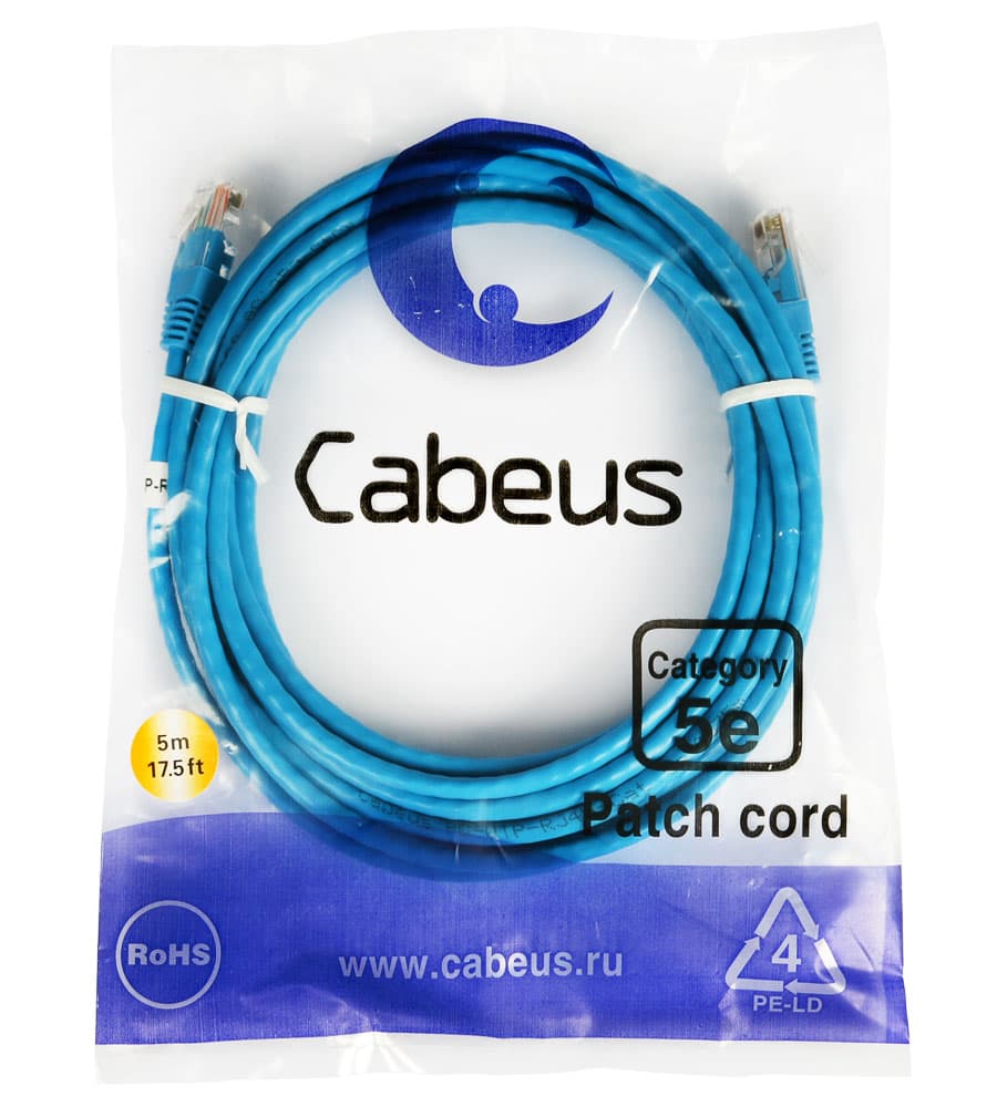 Cabeus PC-UTP-RJ45-Cat.5e-5m-BL