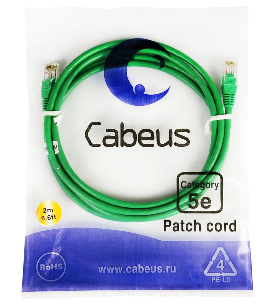 Cabeus PC-UTP-RJ45-Cat.5e-2m-GN