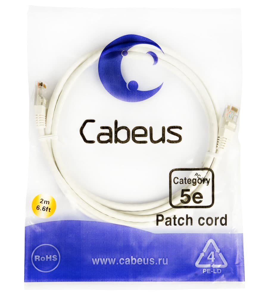 Cabeus PC-UTP-RJ45-Cat.5e-2m-WH