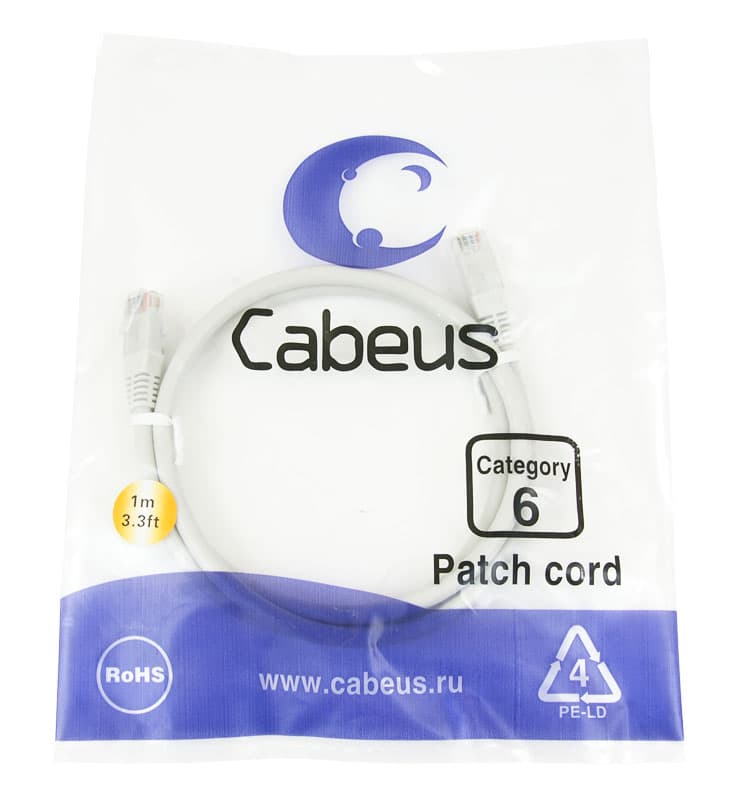 Cabeus PC-UTP-RJ45-Cat.6-1m