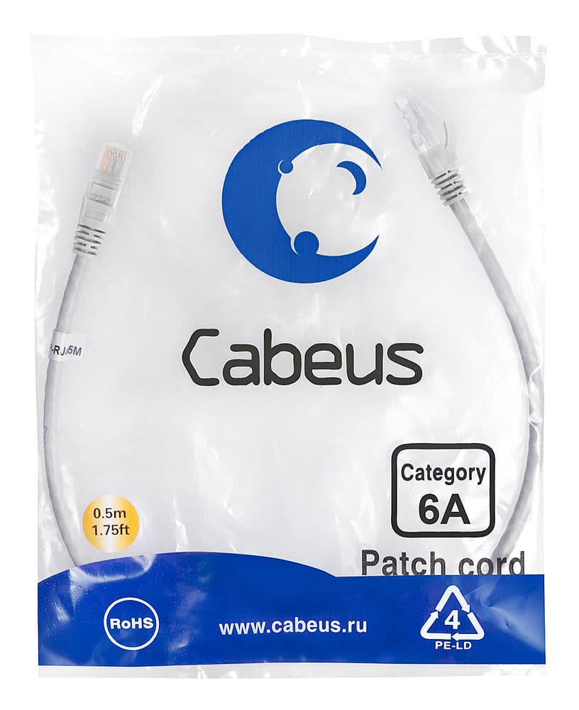 Cabeus PC-UTP-RJ45-Cat.6a-0.5m-LSZH