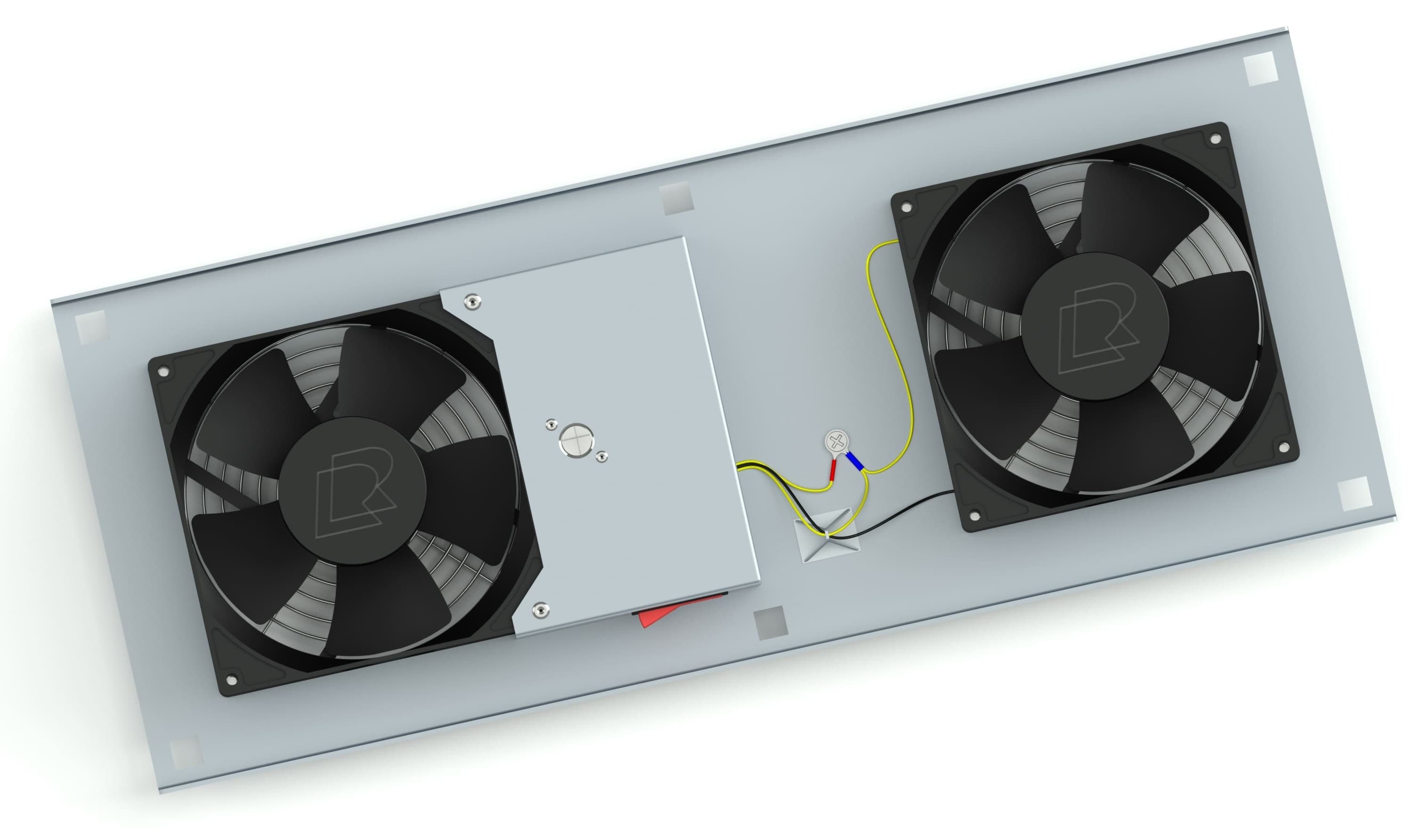 Универсальный блок вентиляторов на 2 модуля для серверного шкафа RUSRACK, серый