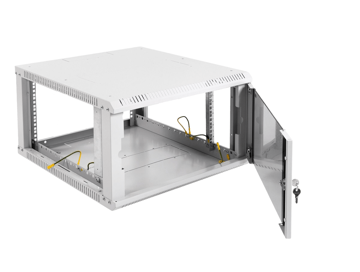 Шкаф телекоммуникационный настенный разборный ЭКОНОМ 6U (600 × 520) дверь стекло