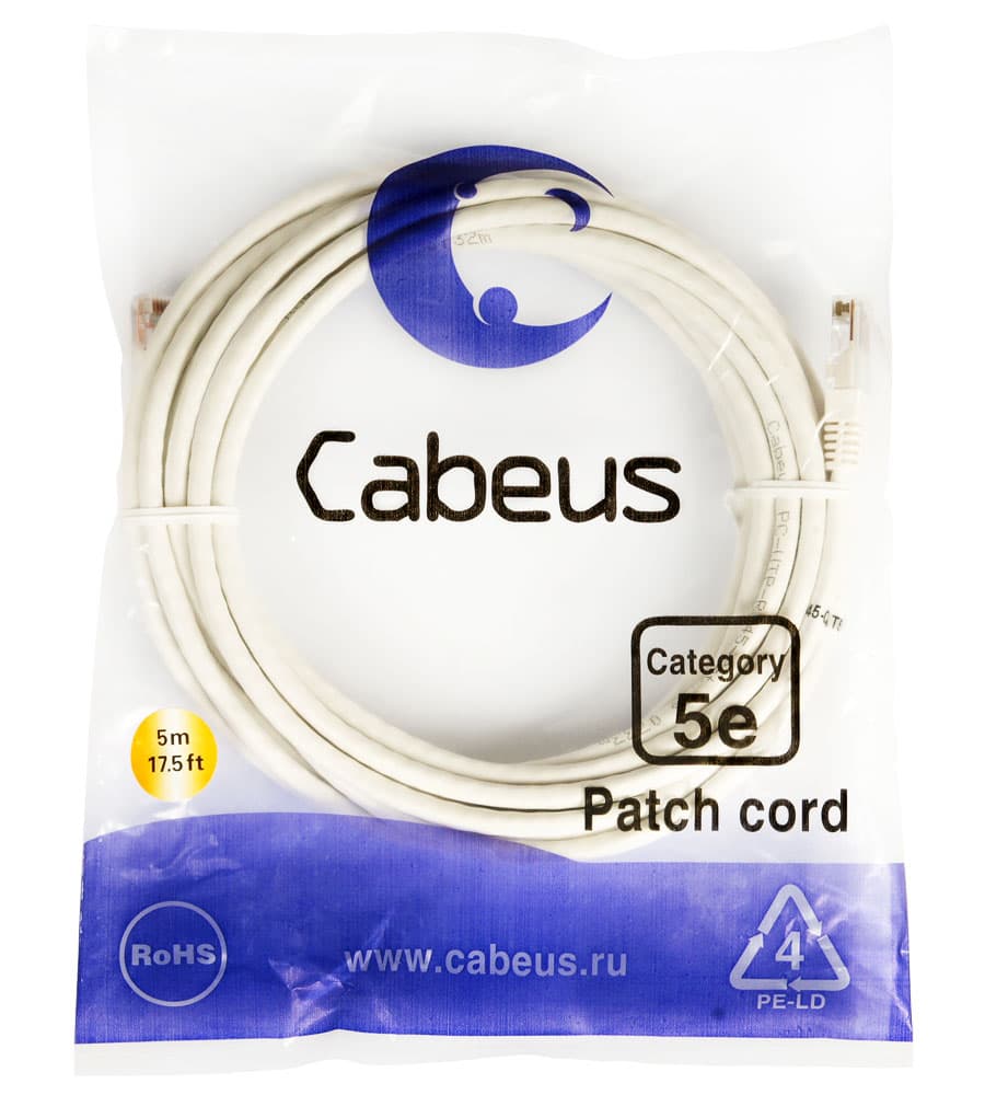 Cabeus PC-UTP-rj45-Cat.5e-5m. Cabeus PC-UTP-rj45-Cat.5e-1m-WH. Cabeus PC-UTP-rj45-Cat.6-5m-WH.