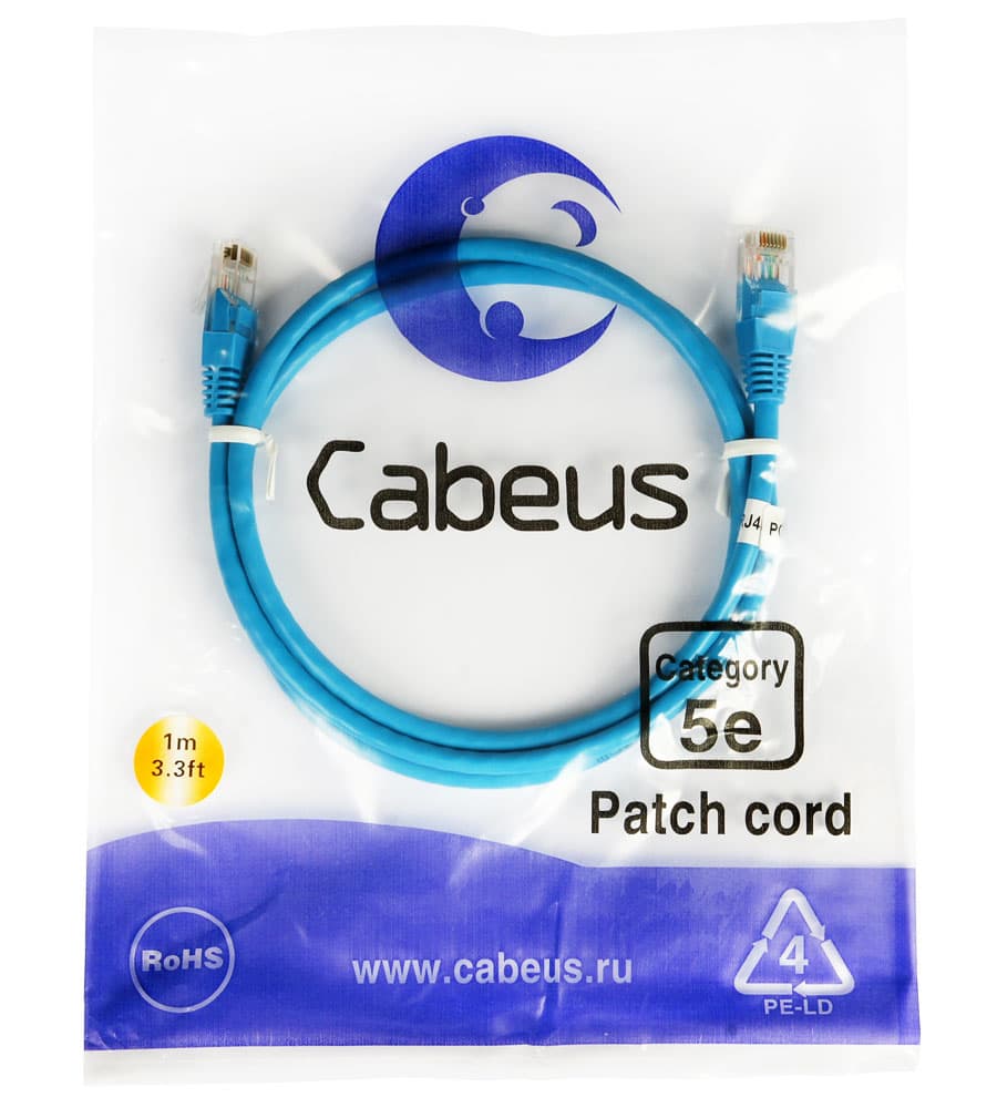 Cabeus PC-UTP-RJ45-Cat.5e-1m-BL