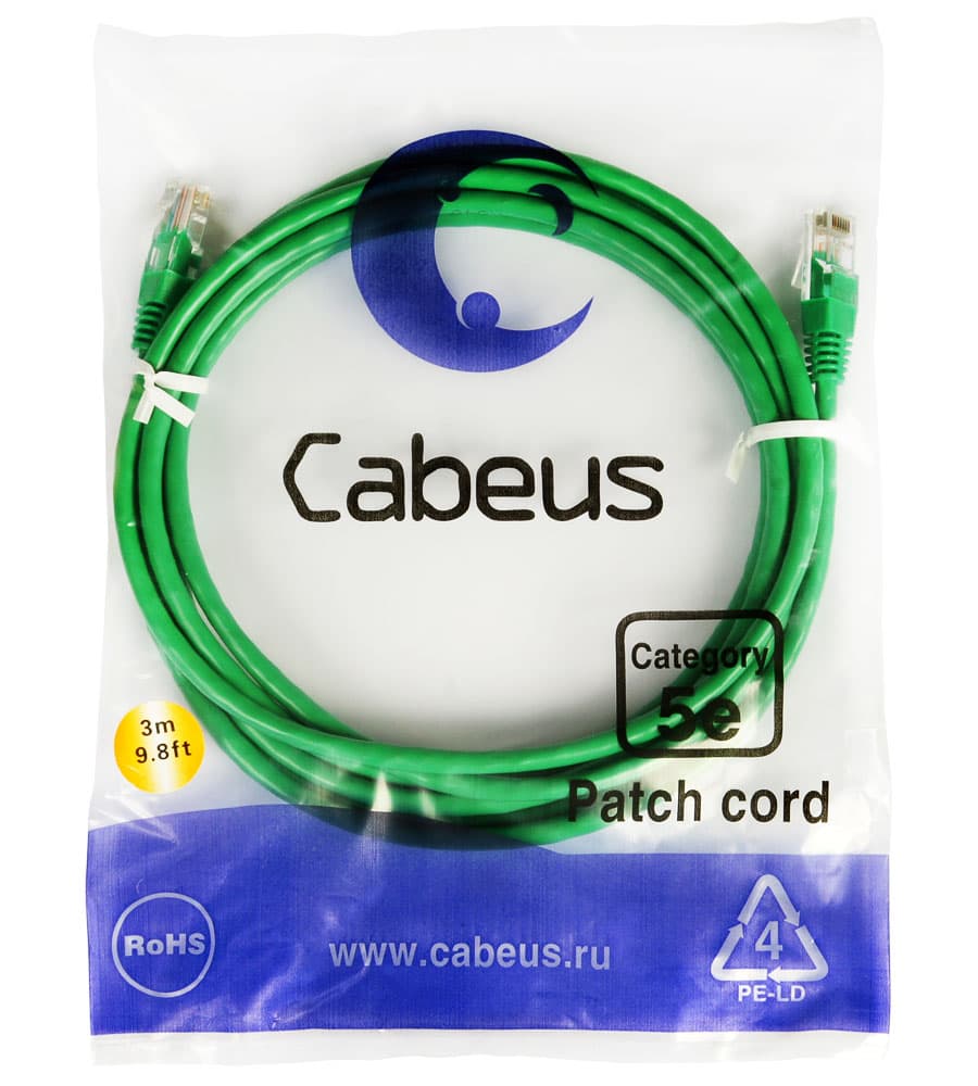 Cabeus PC-UTP-RJ45-Cat.5e-3m-GN