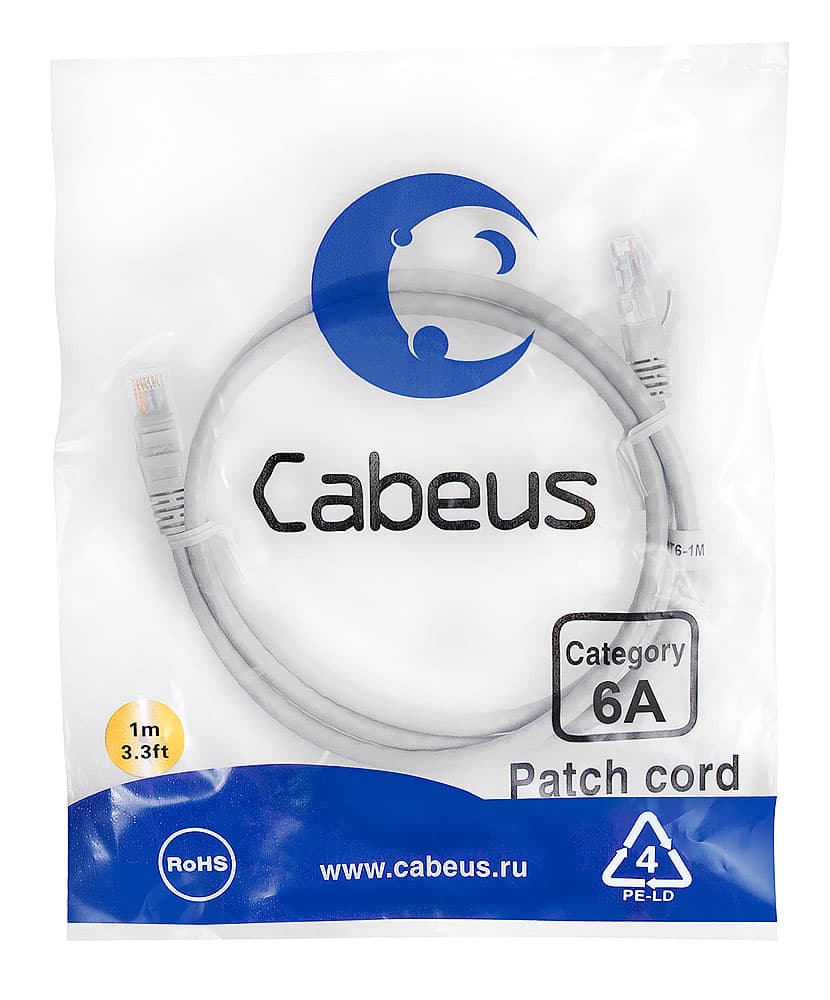 Cabeus PC-UTP-RJ45-Cat.6a-1m-LSZH