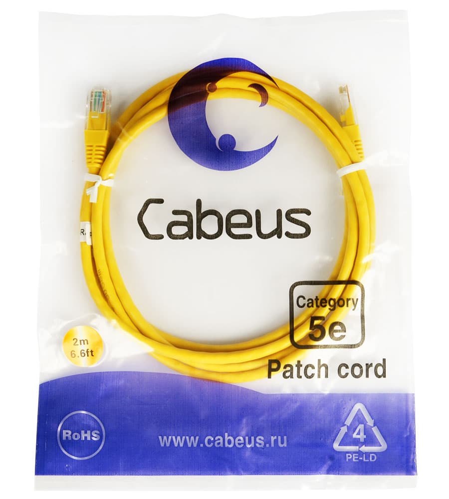Cabeus PC-UTP-RJ45-Cat.5e-2m-YL