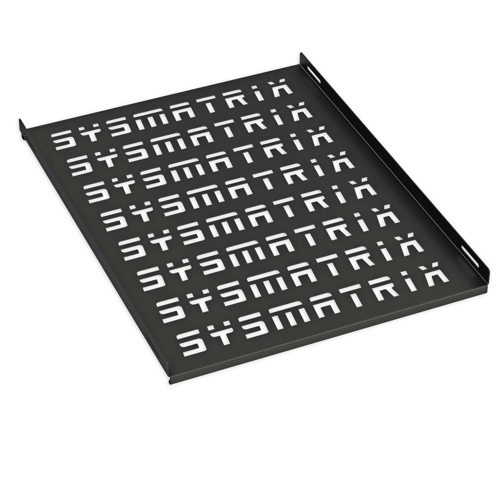 SYSMATRIX SH 9103.900 Полка 19" стационарная перфорированная глубиной 750 мм для напольных шкафов глубиной 1000 мм, усиленная до 120 кг, цвет черный (RAL 9004