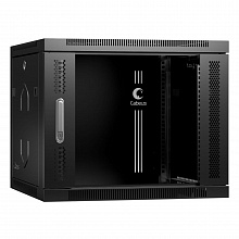 Шкаф телекоммуникационный настенный 19" 9U 600x450x501mm (ШхГхВ) дверь стекло, цвет черный (RAL 9004)