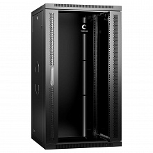 Шкаф телекоммуникационный настенный 19" 22U 600x450x1082mm (ШхГхВ) дверь стекло, цвет черный (RAL 9004)