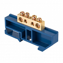 Шина "0" N (8x12мм) 4 отв. латунь синий изолятор на DIN-рейку EKF Шина "0" N (8x12мм) 4 отв. латунь синий изолятор на DIN-рейку EKF