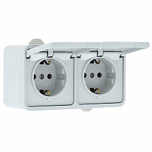 Прага Блок роз.-роз.  16А с/з с крышкой IP44 бел. EKF Прага Блок роз.-роз.  16А с/з с крышкой IP44 бел. EKF