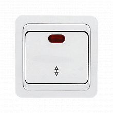 Лондон Выключатель проходной 1-клавишный с индикатором 10А белый EKF