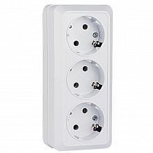 Рим Розетка 3-местная 16А с заземлением белая EKF Рим Розетка 3-местная 16А с заземлением белая EKF
