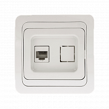 Лондон Розетка Phone 1-местная белая EKF