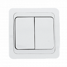 Лондон Выключатель 2-клавишный 10А белый EKF