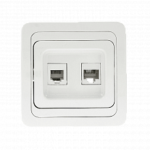 Лондон Розетка RJ-45+Phone белая EKF