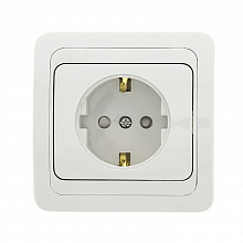 Лондон Розетка 1-местная с заземлением 16А белая с защ. штор. EKF