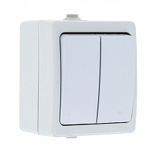 Венеция Выключатель 2-клавишный 10А IP54 белый EKF Венеция Выключатель 2-клавишный 10А IP54 белый EKF