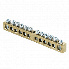 Шина PEN "ноль-земля" (8x12мм) 12 отв. латунь крепеж по центру EKF